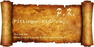 Pittinger Klára névjegykártya